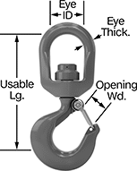 Image of Product. Front orientation. Hooks. Ball Bearing Swivels, Eye, Oversized, For Lifting.