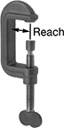 Image of Product. Front orientation. Contains Annotated. C-Clamps. Corrosion-Resistant C-Clamps, Thumb-Screw Handle.