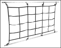 Image of Specification. Front orientation. Contains Border. L-Track Cargo Nets. Cargo Nets for Quick-Adjust L-Tracks.