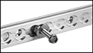 Image of Specification. Mounting Stud Installed on Quick-Adjust Track. Front orientation. Contains Border. L-Track Mounting Studs. Quick-Adjust L-Track Mounting Studs.