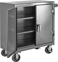 Image of Product. Front orientation. Cabinets. Extra Heavy Duty Bench-Height Shelf Cabinets, Mobile.
