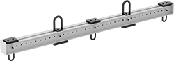 Image of ProductInUse. Shown with One Additional Upper and One Additional Lower Bracket. Front orientation. Lifting Beams. Steel Lifting Beams, Beams with Brackets.