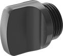 Image of Product. Male. Front orientation. Pipe and Fittings. Low-Pressure Aluminum Threaded Pipe Fittings, Finger-Grip Plugs with Gasket, Male, Threaded Fitting Connection.