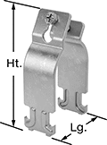Image of Product. Front orientation. Contains Annotated. Strut Channel Framing and Fittings. Strut Channel Routing Clamps, Style 2.