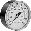 Image of Product. Front orientation. Pressure Gauges. Pressure Gauges, Dual Scale, Center-Back Connection.