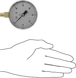 Image of Product. Side1 orientation. Contains SizingReference. Vacuum Gauge with Steel Case, 1 Scale, 2.5" Dial, 1/8 NPT Male Bottom Connection, NIST Certificate.