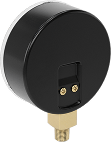 Image of Product. Back orientation. Vacuum Gauge with Steel Case, 1 Scale, 2.5" Dial, 1/8 NPT Male Bottom Connection, NIST Certificate.