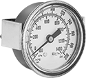 Image of Product. Front orientation. Pressure and Vacuum Gauges. Pressure and Vacuum Gauges, Dual Scale, Center-Back Connection (Panel Mount).