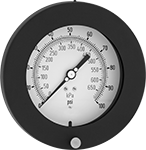 Image of Product. Front orientation. Pressure Test Gauges. Pressure Test Gauges, Dual Scale, Lower-Back Connection/Flange Mount.