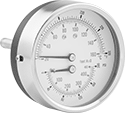 Image of Product. Front orientation. Pressure Gauges. Steam Pressure Gauges, Dual Scale, Center-Back Connection.