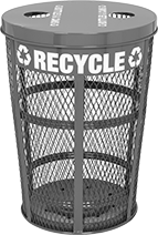 Image of Product. Front orientation. Recycling Containers. Metal Recycling Containers, Style D.