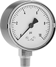 Image of Product. Front orientation. Pressure Gauges. High-Accuracy Low-Pressure Gauges, Single Scale, Bottom Connection.