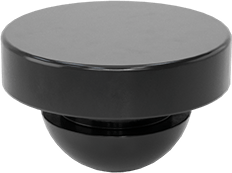 Image of Product. Bottom orientation. Weather-Resistant EPDM Push-and-Stay Bumpers, for 9/32" ID, 3/8" Ridge Diameter, 9/16" OD.