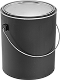 Image of Product. Front orientation. Paint Cans. Polypropylene, With Handle.