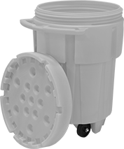 Image of Product. Front orientation. Drums. Salvage/Overpack Drums, Polyethylene with Two Rigid Casters.