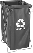 Image of ProductInUse. Shown with Stand. Front orientation. Drawstring Bags. Fold-Up&nbsp;Drawstring Recycling Bags and Stand.
