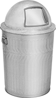 Image of Product. Front orientation. Trash Cans. Metal Trash Cans with Push Lid, Style C.