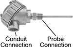 Image of Product. Side1 orientation. Contains Annotated. RTDs. Threaded RTD Probe Transmitters for Liquids and Gas, Screw-Terminal Connection.