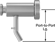 Image of Product. Front orientation. Contains Annotated. Sampling Valves. Sanitary Sampling Valves, Bent Spout with Tab.