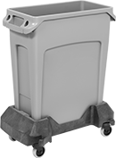 Image of Product. Style B (Shown with Optional Dolly). Front orientation. Trash Cans. Plastic Trash Cans and Lids, Style B.