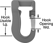 Image of Product. Front orientation. Contains Annotated. Hooks. For Lifting, Eye, Web Sling, Open Eye.