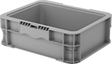 Image of Product. Front orientation. Tote Boxes. Stackable Plastic Tote Boxes, Polyethylene.