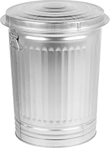 Image of Product. Front orientation. Trash Cans. Metal Trash Cans with Lift-Off Lid, Style C.