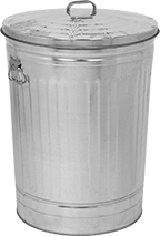 Image of Product. Front orientation. Trash Cans. Metal Trash Cans with Lift-Off Lid, Style B.