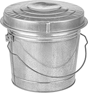 Image of Product. Front orientation. Trash Cans. Metal Trash Cans with Lift-Off Lid, Style A.