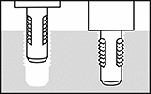 Image of Specification. Retractable Threads. Front orientation. Contains Border. Quick-Release Pin.