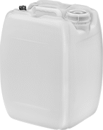 Image of Product. Jug with Pouring Vent with Cap and Security Ring. Front orientation. Shipping Jugs. Rectangular UN-Compliant Chemical-Resistant Shipping Jugs with Tamper-Evident Seal, HDPE, Security Ring, Pouring Vent with Cap.