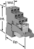 Image of Product. Front orientation. Contains Annotated. Interface Relays. DIN-Rail Mount Interface Relays, 4 Circuits Controlled, With Screw Terminals.