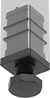 Image of ProductInUse. Front orientation. Leveling Mounts. Press-Fit Rigid Leveling Mounts, For Square Legs.