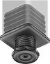 Image of ProductInUse. Front orientation. Leveling Mounts. Press-Fit Rigid Leveling Mounts, For Square Legs.