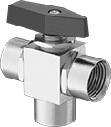 Image of Product. Female Bottom × Female Side × Female Side. Front orientation. Bottom Connection. Panel-Mount Threaded Diverting Valves , Female.