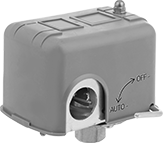 Image of Product. Front orientation. Pressure Switches. Pressure Switches for Water Pumps, Pressure Switches with Manual On/Off Lever.