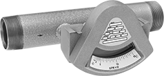 Image of Product. Horizontal Flow with Male Connections. Front orientation. Flowmeters. Clog-Resistant Flowmeters, Brass Body, Male.