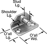 Image of Attribute. Front orientation. Contains Annotated. Gas Spring Mounts. 90° Angle Eyelet Mounting Brackets for Gas Springs.