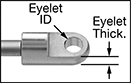 Image of Attribute. Front orientation. Contains Annotated, Border. Corrosion-Resistant Gas Springs With Eyelet Fittings.