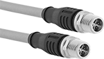 Image of Product. X-Coded Plug × X-Coded Plug. Front orientation. Ethernet Cords. Ethernet Cords with M12 Connectors, Plug, Straight End, X Code.