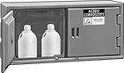 Image of ProductInUse. 2 Doors. Front orientation. Cabinets. Tabletop Safety Cabinets for Nonflammable Acids and Corrosives, Plastic—Blue, With 2 Hinged Doors—Assembled.