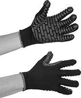 Image of ProductInUse. Cotton/Nylon Fabric. Front orientation. Gloves. Vibration-Protection Work Gloves, Neoprene-Coated Cotton/Nylon Fabric.