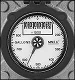 Image of Specification. Front orientation. ZoomedIn view. Contains Border. Analog Display. Flanged Totalizers for Drinking Water, Bronze Body.