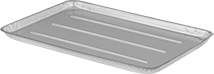 Image of Product. Front orientation. Pans. Food and Beverage Stainless Steel Pans, Style C.
