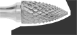 Image of ProductInUse. Front orientation. Burs. Burs for Masonry, Ceramics, and Composites, Pointed Tree.