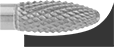 Image of ProductInUse. Flame. Front orientation. Burs. Burs for Masonry, Ceramics, and Composites, Flame.