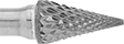 Image of Product. Front orientation. Burs. Burs for Masonry, Ceramics, and Composites, Pointed Tapered Cone, Diamond-Cut Tooth.