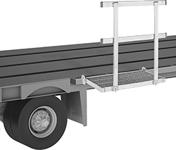 Image of ProductInUse. Platform Shown with Removable Handrail. Front orientation. Work Platforms. Truckbed Work Platforms.
