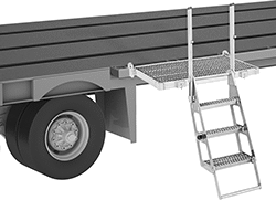 Image of ProductInUse. Platform Shown with Ladder Attached (Sold Separately). Front orientation. Work Platforms. Truckbed Work Platforms.