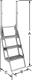 Image of Product. Front orientation. Contains Annotated. Ladders. Truck-Mount Ladders, Style 3.